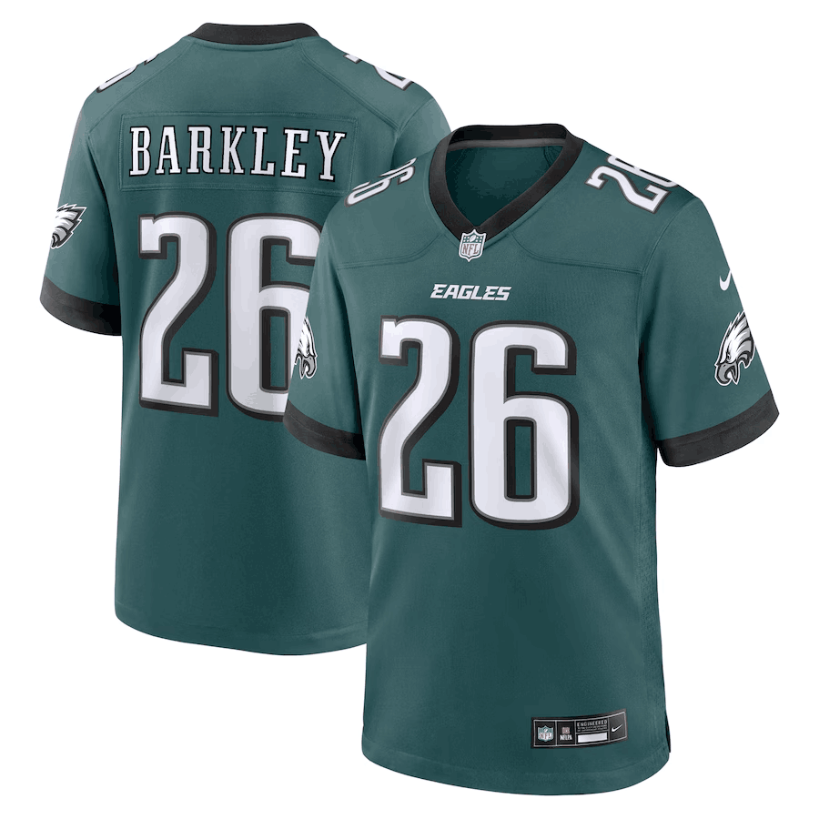 Men's Philadelphia Eagles #26 Saquon Barkley Green Stitched Game Jersey Men's Philadelphia Eagles #26 Saquon Barkley Green Stitched Game Jersey
